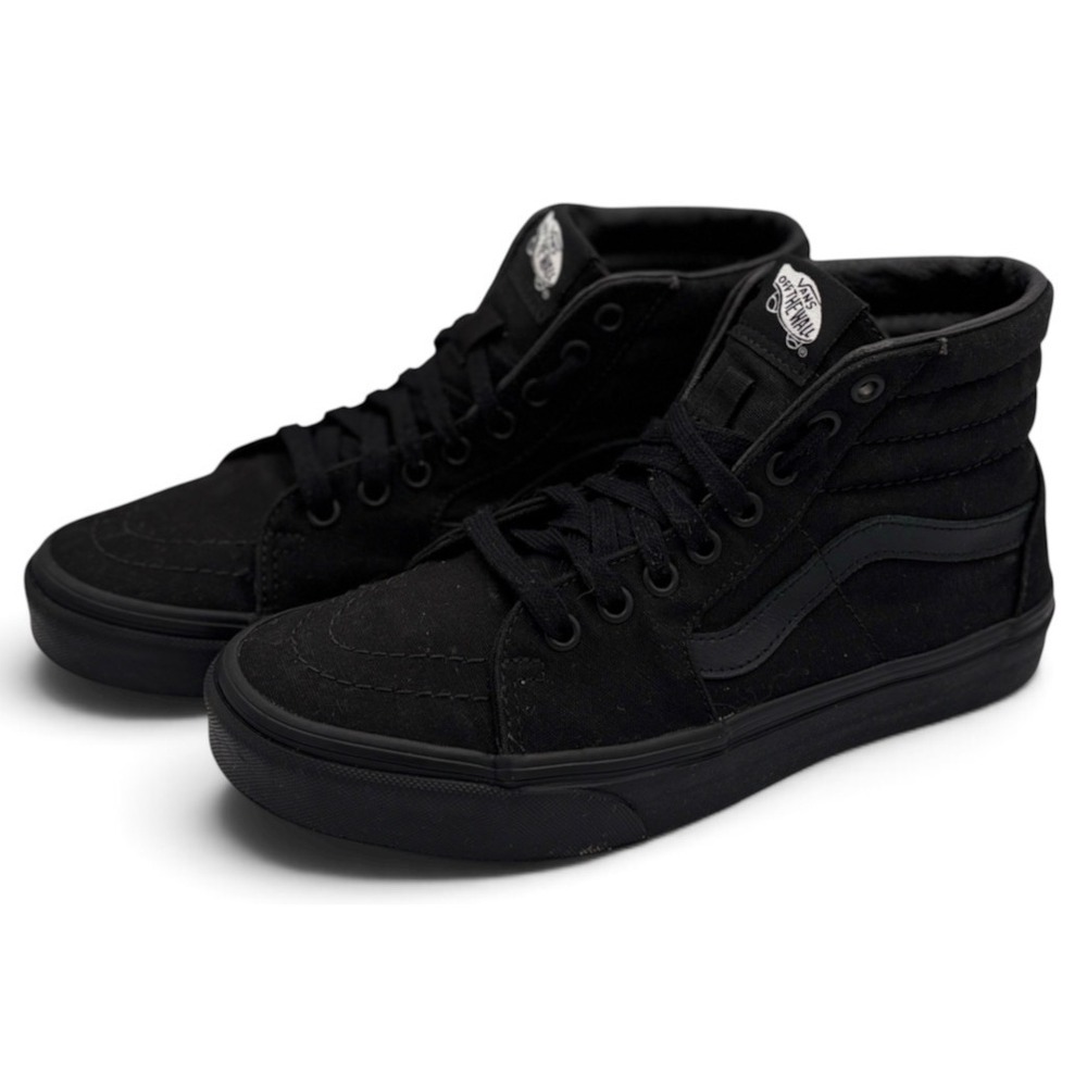 Vans Sk8-Hi Women's 8.5 Men's 7 Triple Black Canvas High Top Skate Shoes Classic